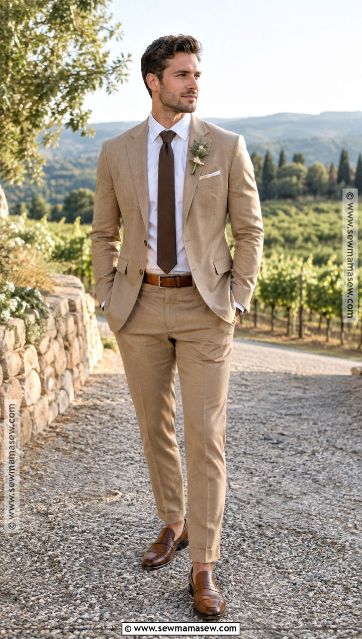 Tan Suit Fall Groom Attire - 25 fall wedding groom attire ideas
