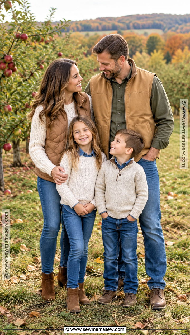 Tan Vests And Jeans Family Outfit - 20 fall family pictures outfits jeans