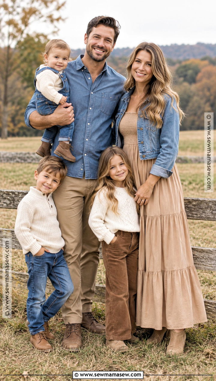 Tan and Denim Family Photo Outfits - 15 family photo outfits neutral fall