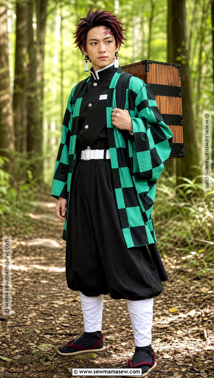 Tanjiro Kamado Cosplay With Checkered Haori - 30 short hair cosplay characters ideas