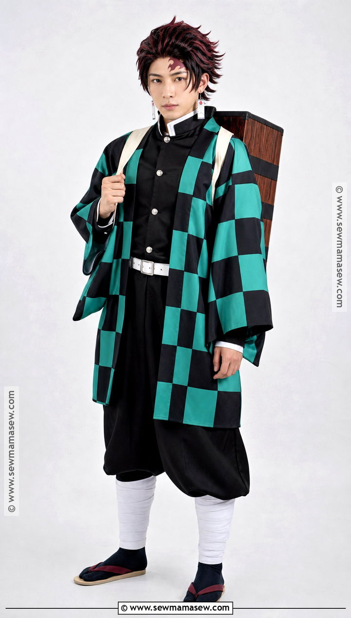 Tanjiro Kamado Cosplay With Checkered Haori - 30 Easy Anime Cosplay Ideas for Men