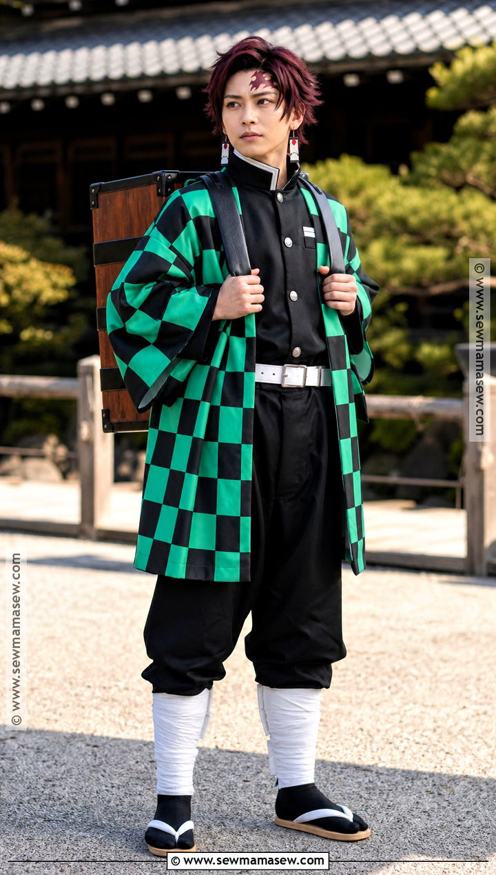 Tanjiro Kamado Costume With Checkered Haori - 30 easy anime costumes