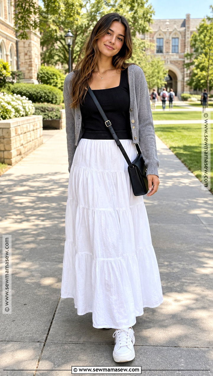 Tank Top And Maxi Skirt Summer School Outfit - 25 summer back to school outfits