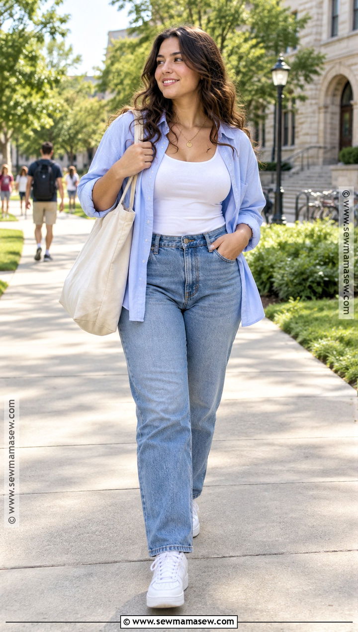 Tank Top And Open Button Down School Outfit - 20 cute back to school outfits summer