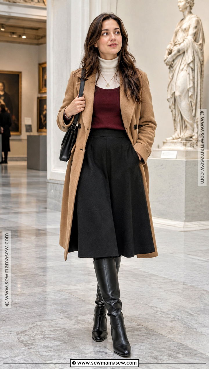 Tank Top Over Turtleneck With Midi Skirt - 15 fall fashion tank top ideas