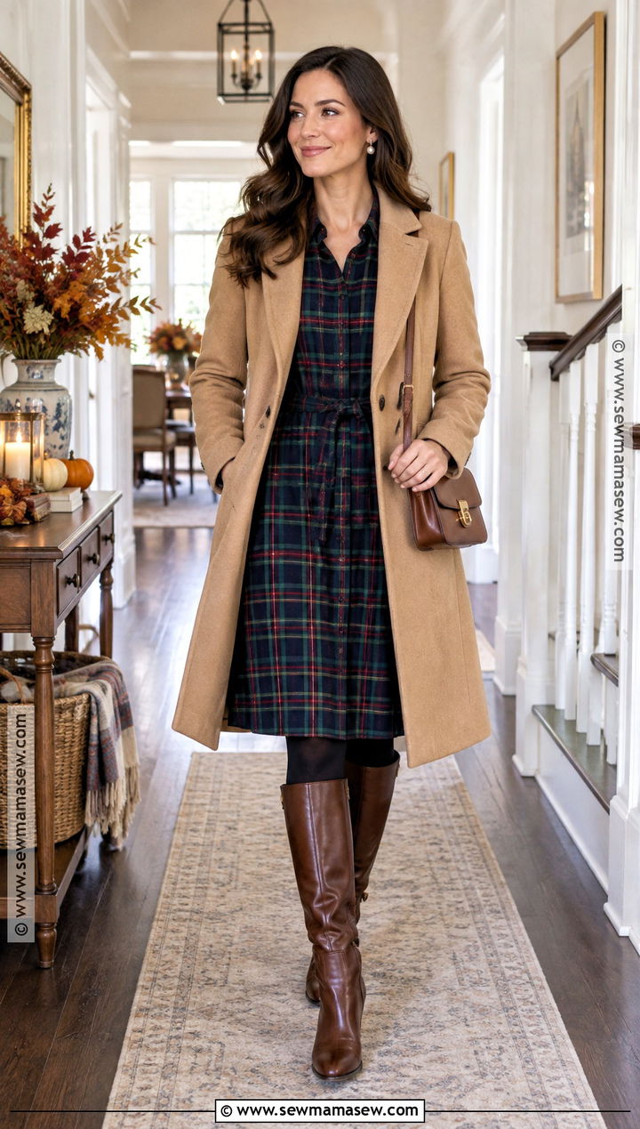 Tartan Dress Thanksgiving Outfit - 15 Thanksgiving Outfit Preppy Ideas