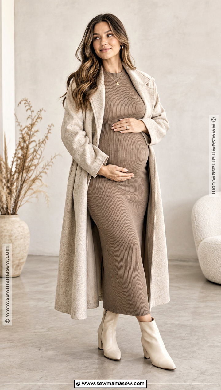 Taupe Knit Set Fall Maternity Photo Outfit - 15 maternity photo fall outfits