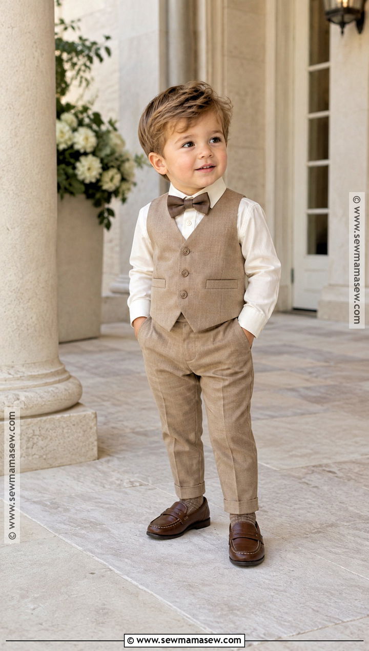 Taupe Monochrome Toddler Wedding Outfit - 15 toddler boy wedding outfit fall ideas