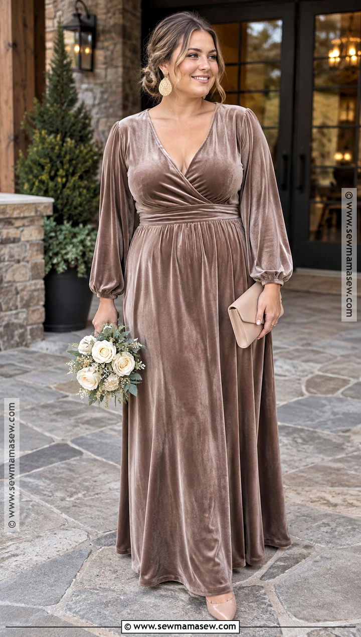 Taupe Velvet Fall Bridesmaid Dress - 15 Neutral Bridesmaid Dresses Fall