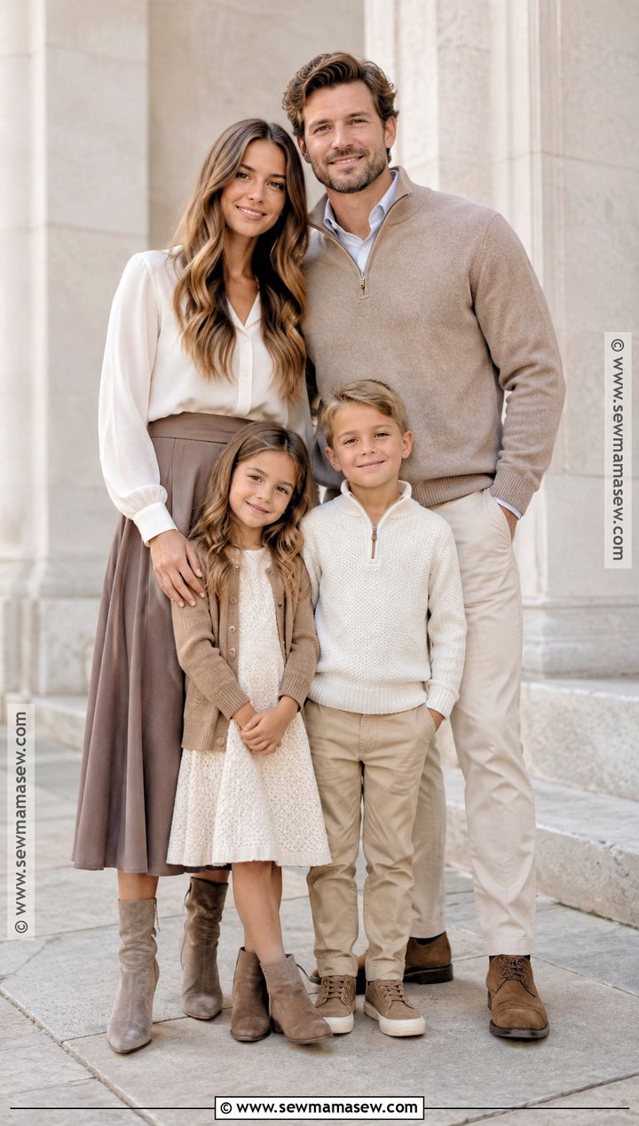 Taupe and Ivory Fall Family Photo Outfits - 20 Neutral Fall Family Photo Outfits