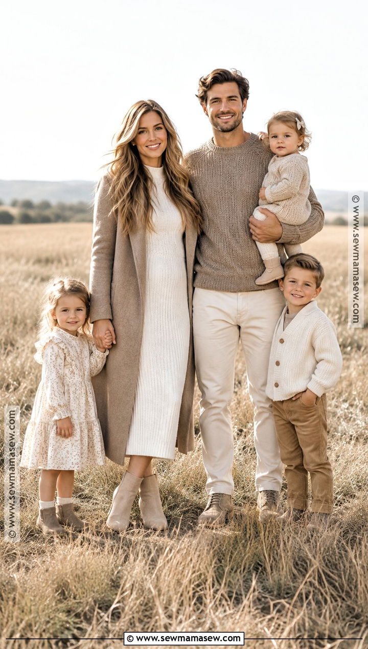 Taupe and Ivory Fall Family Photo Outfits - 15 Fall 2026 Family Photo Outfits