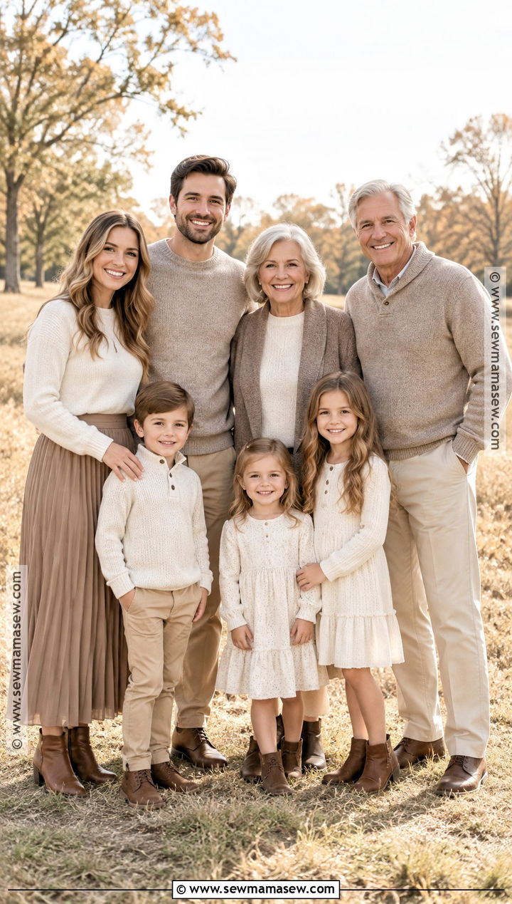 Taupe and Warm White Family Photo Outfits - 15 family photo outfits neutral fall