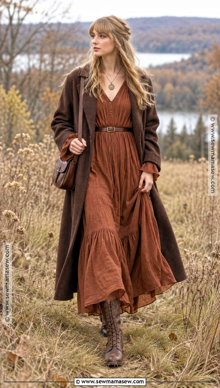 Taylor Swift Evermore Rust Maxi Dress Outfit - 20 Taylor Swift Autumn Outfits