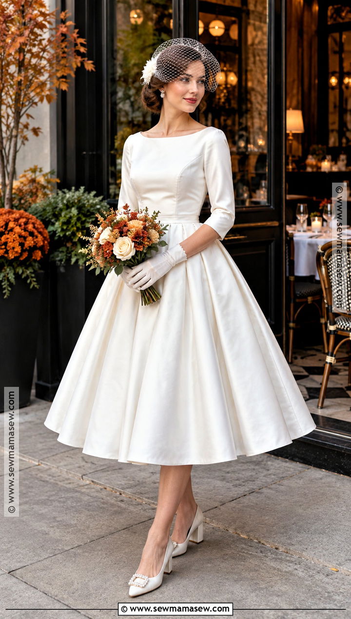 Tea Length Autumn Wedding Dress - 20 wedding dress autumn ideas