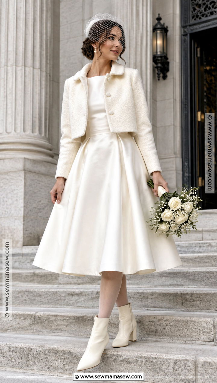 Tea Length Elopement Dress With Ankle Boots - 15 November Elopement Dress Ideas