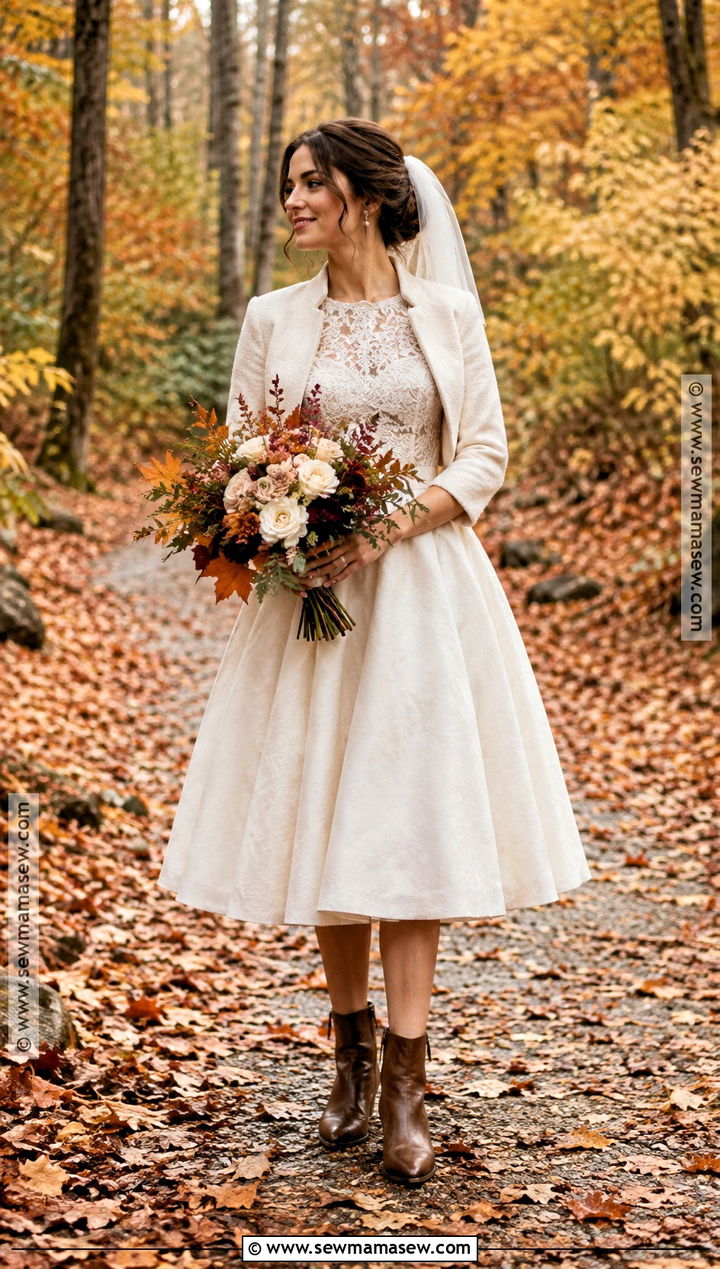 Tea Length Fall Forest Wedding Dress - 15 fall forest wedding dress ideas