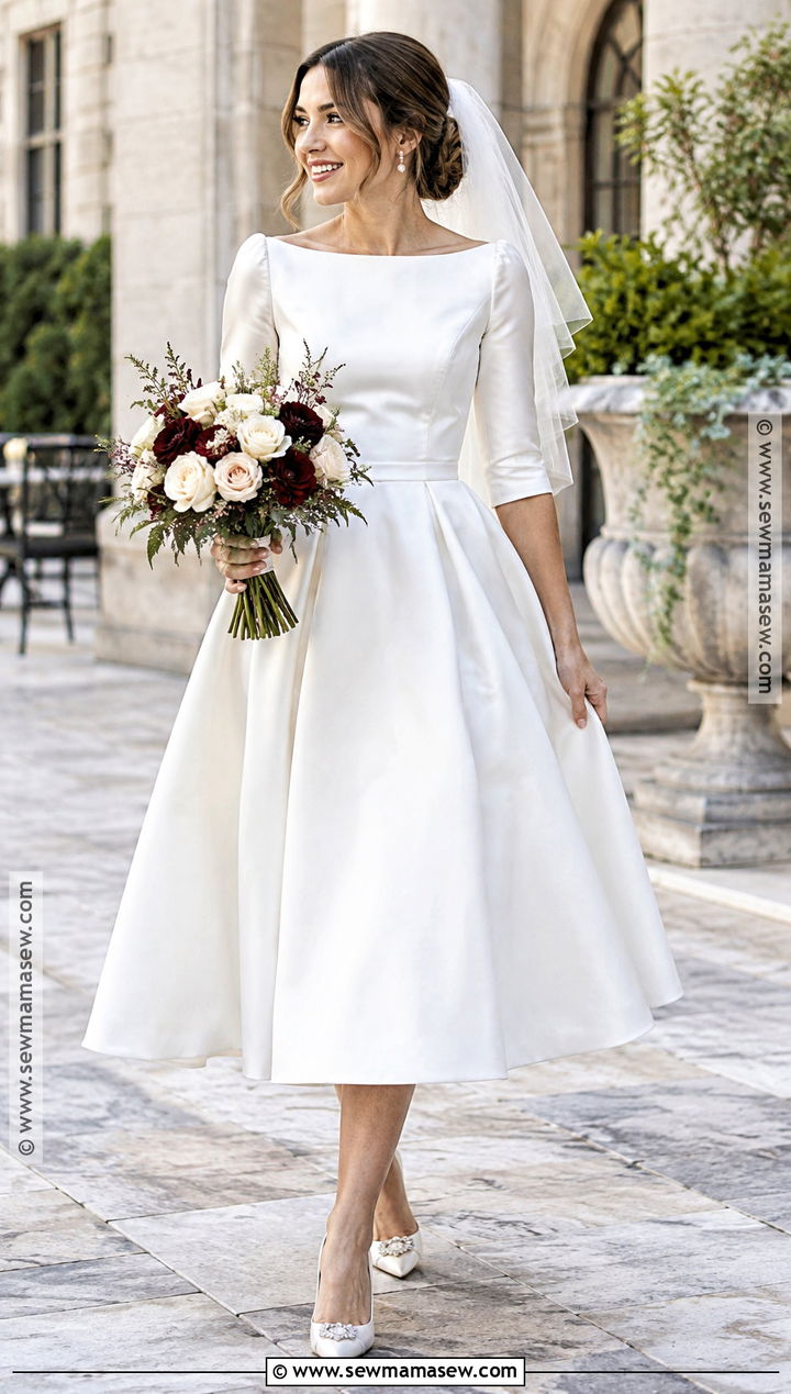 Tea Length Fall Wedding Dress - 20 wedding dress for fall ideas