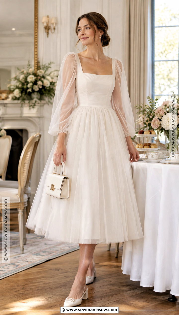 Tea Length Tulle Fall Engagement Party Dress - 15 fall engagement party dress ideas