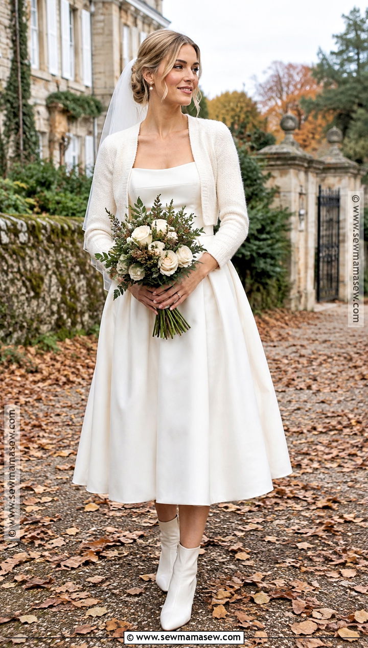 Tea Length Wedding Dress With Ankle Boots - 15 Autumn Wedding Accessory Inspiration Ideas