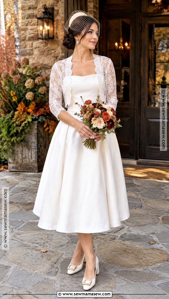 Tea Length Wedding Dress With Jacket - 15 Wedding Dresses Fall Wedding