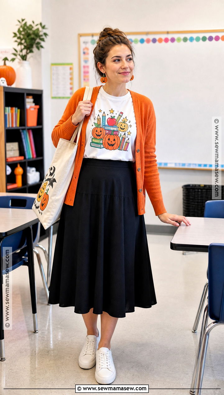 Teacher Halloween T Shirt With Midi Skirt - 30 halloween tshirt ideas