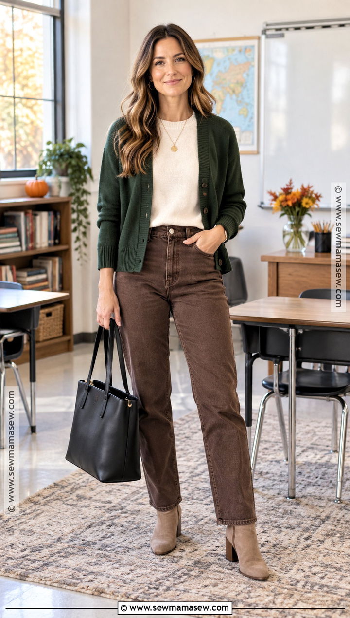 Teacher Jeans Outfit With Brown Denim - 15 teacher jeans day outfit fall