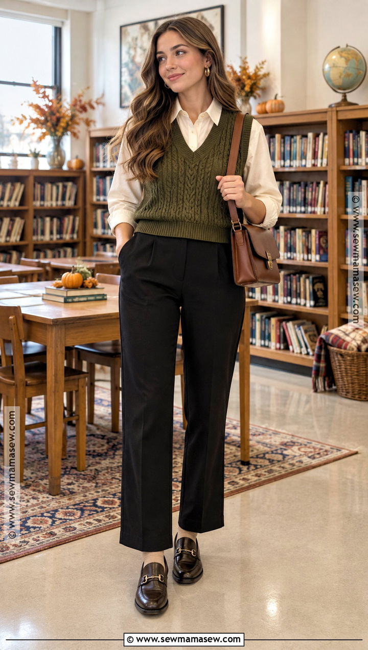 Teacher Thanksgiving Knit Vest With Button Down Shirt - 20 teacher thanksgiving outfits