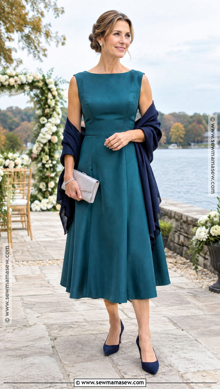 Teal A Line Fall Mother Of The Bride Dress - 15 fall mother of the bride dresses casual