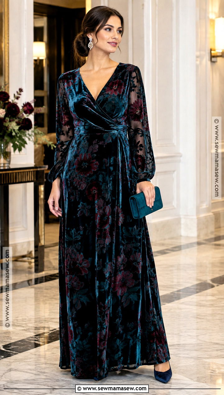 Teal And Berry Floral Velvet Bridesmaid Dress - 15 floral bridesmaid dresses fall