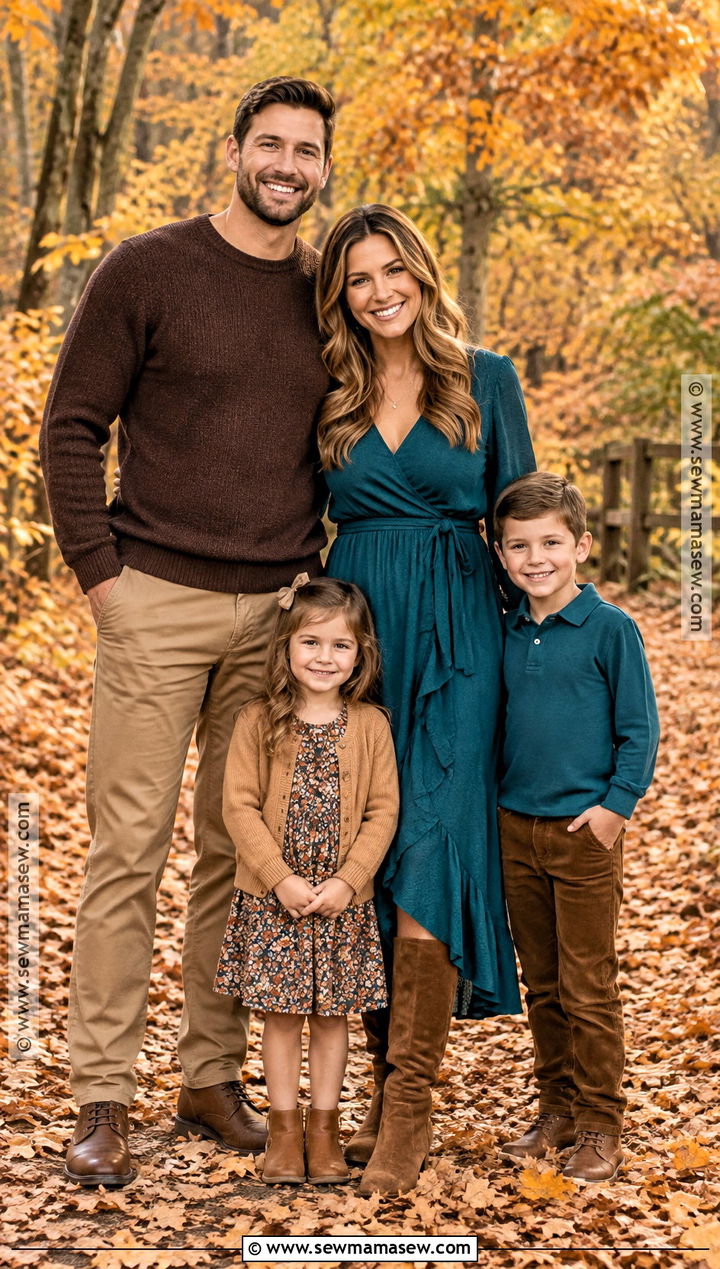 Teal And Brown Fall Family Portrait Outfit - 20 fall portrait outfits for family