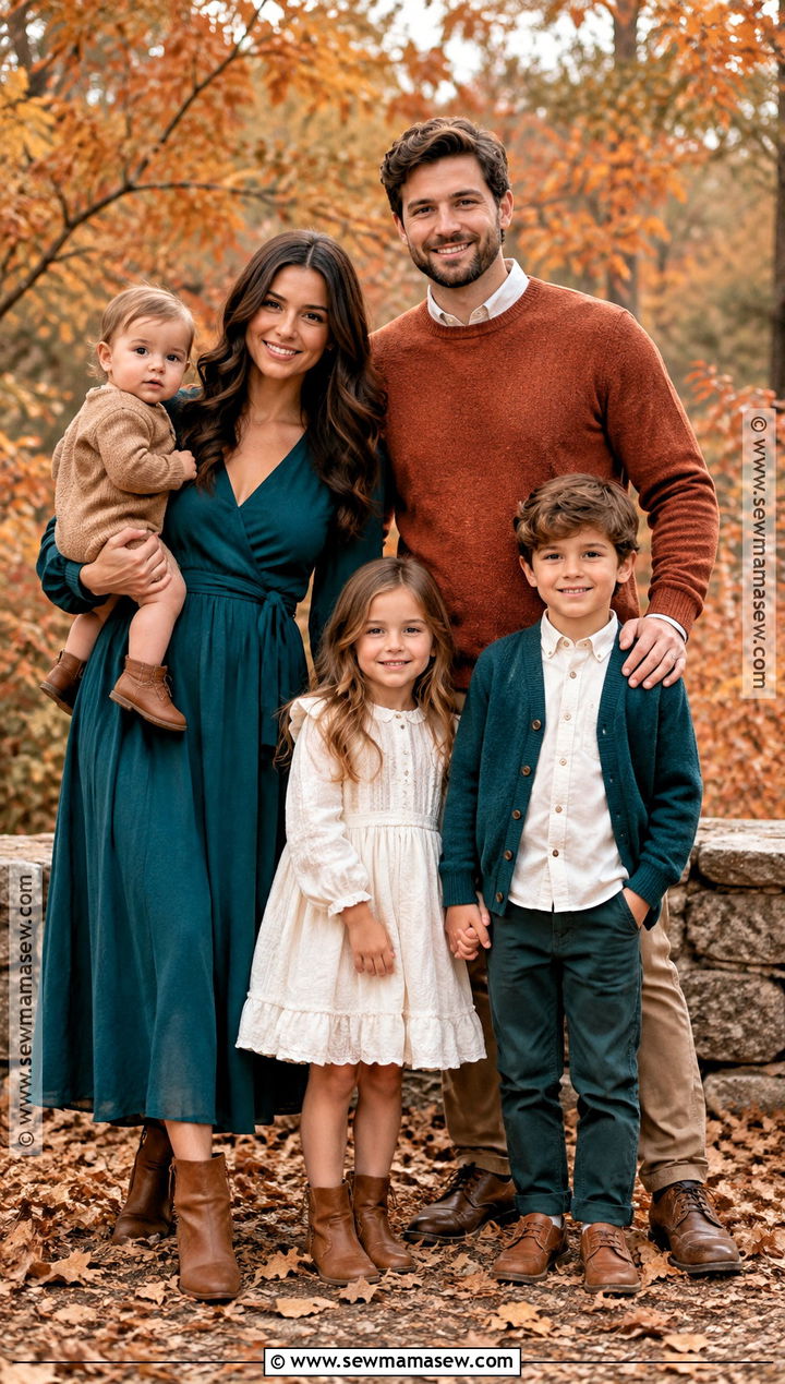 Teal And Rust Family Photoshoot Outfit - 25 autumn family photoshoot outfits