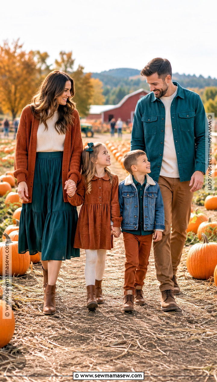Teal And Rust Family Pumpkin Patch Outfit - 20 pumpkin patch outfit ideas for family
