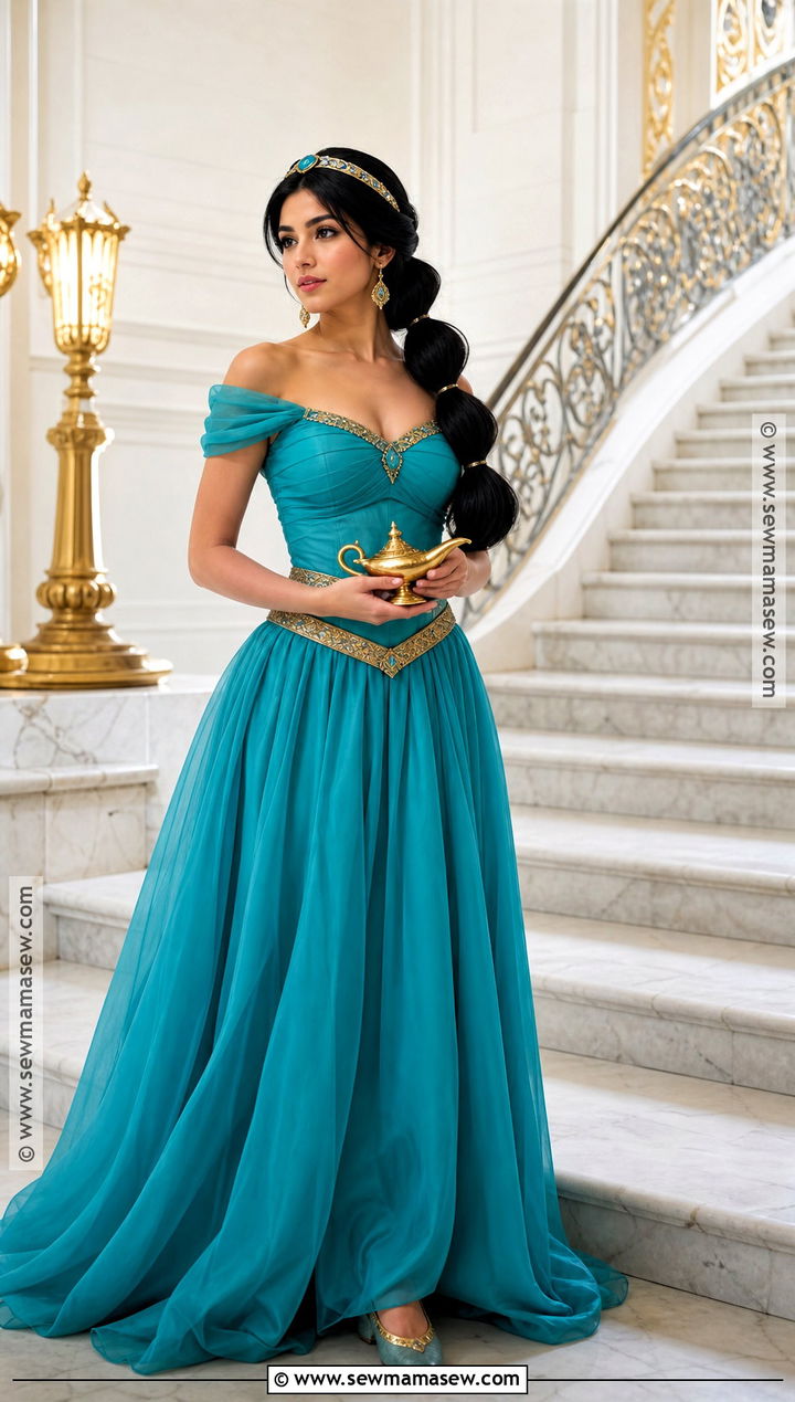 Teal Ball Gown Jasmine Costume - 35 Jasmine Princess Costume Ideas