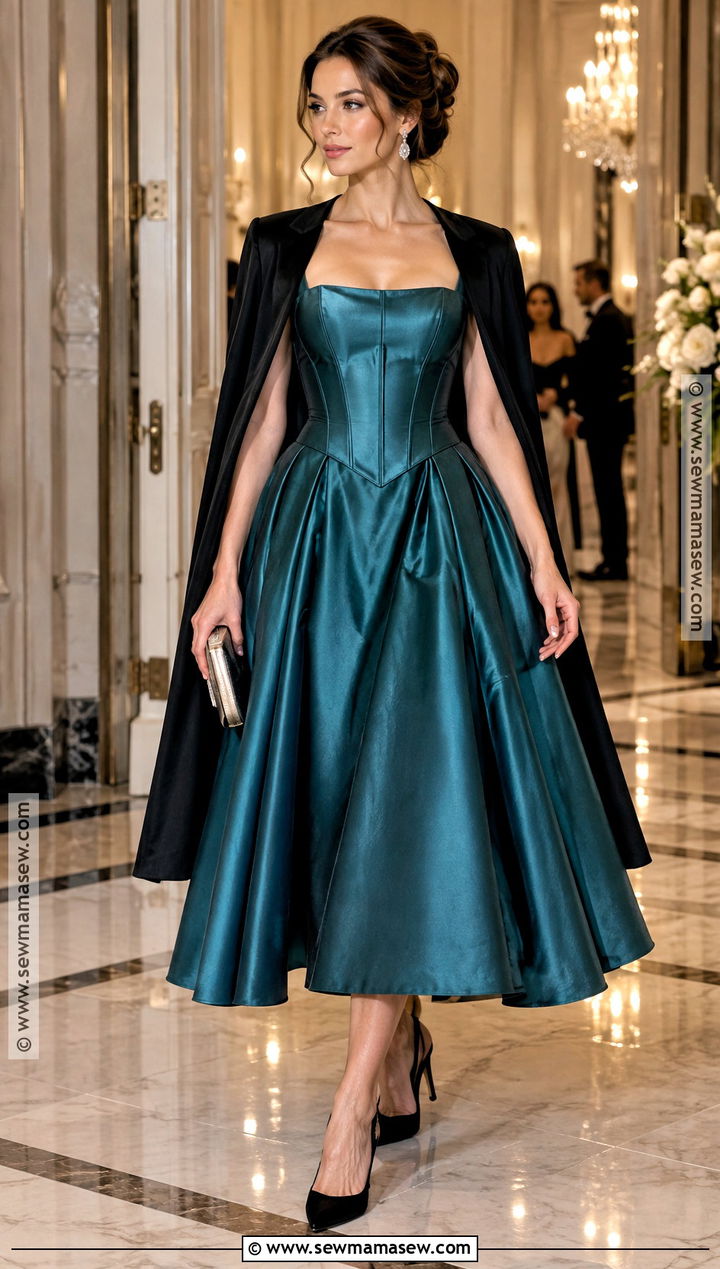 Teal Basque Waist Cocktail Dress - 20 fall cocktail dresses