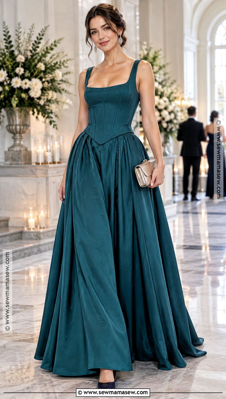 Teal Basque Waist Formal Fall Dress - 20 formal fall dresses