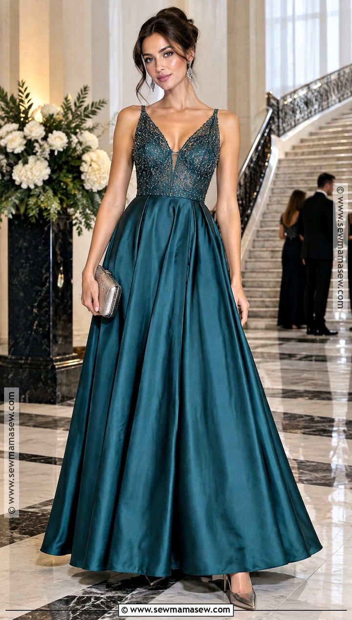 Teal Beaded Autumn Ball Gown - 20 Autumn Ball Gown Ideas