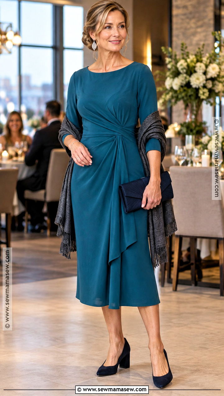 Teal Draped Mother Of The Groom Dress - 15 casual mother of the groom dresses fall