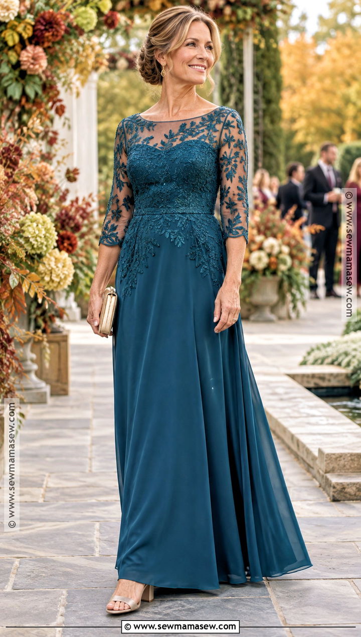 Teal Embroidered Mother Of The Bride Dress - 15 Fall Mother Of The Bride Dresses Bohemian