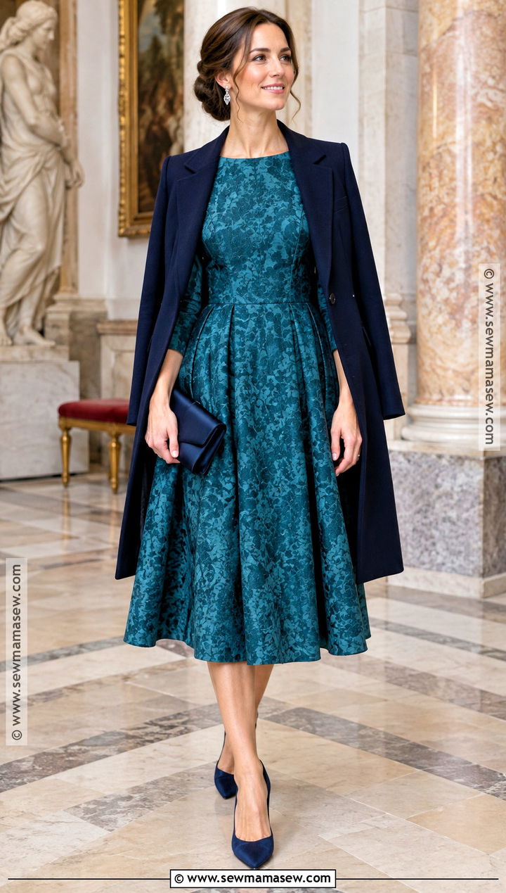 Teal Jacquard November Wedding Outfit - 15 November Wedding Outfits