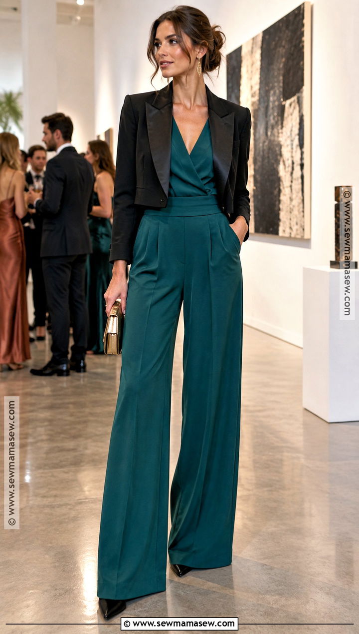 Teal Jumpsuit Wedding Guest Outfit - 20 wedding guest autumn outfit ideas