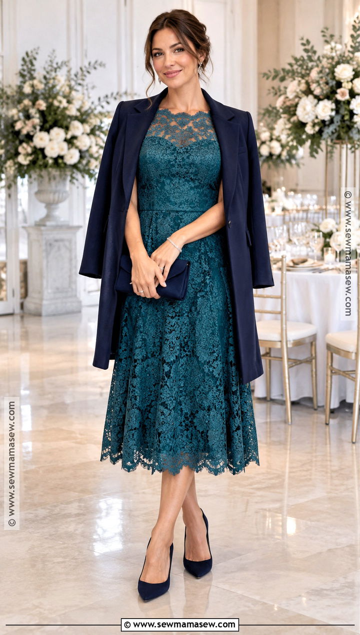 Teal Lace Autumn Wedding Guest Outfit - 15 autumn wedding outfit guest ideas