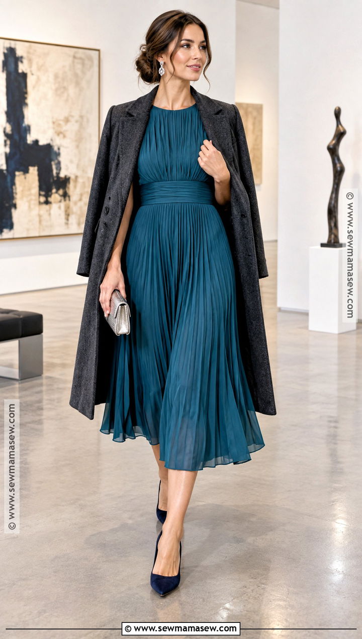 Teal Pleated Wedding Guest Dress - 15 Fall 2026 Wedding Guest Dress Ideas