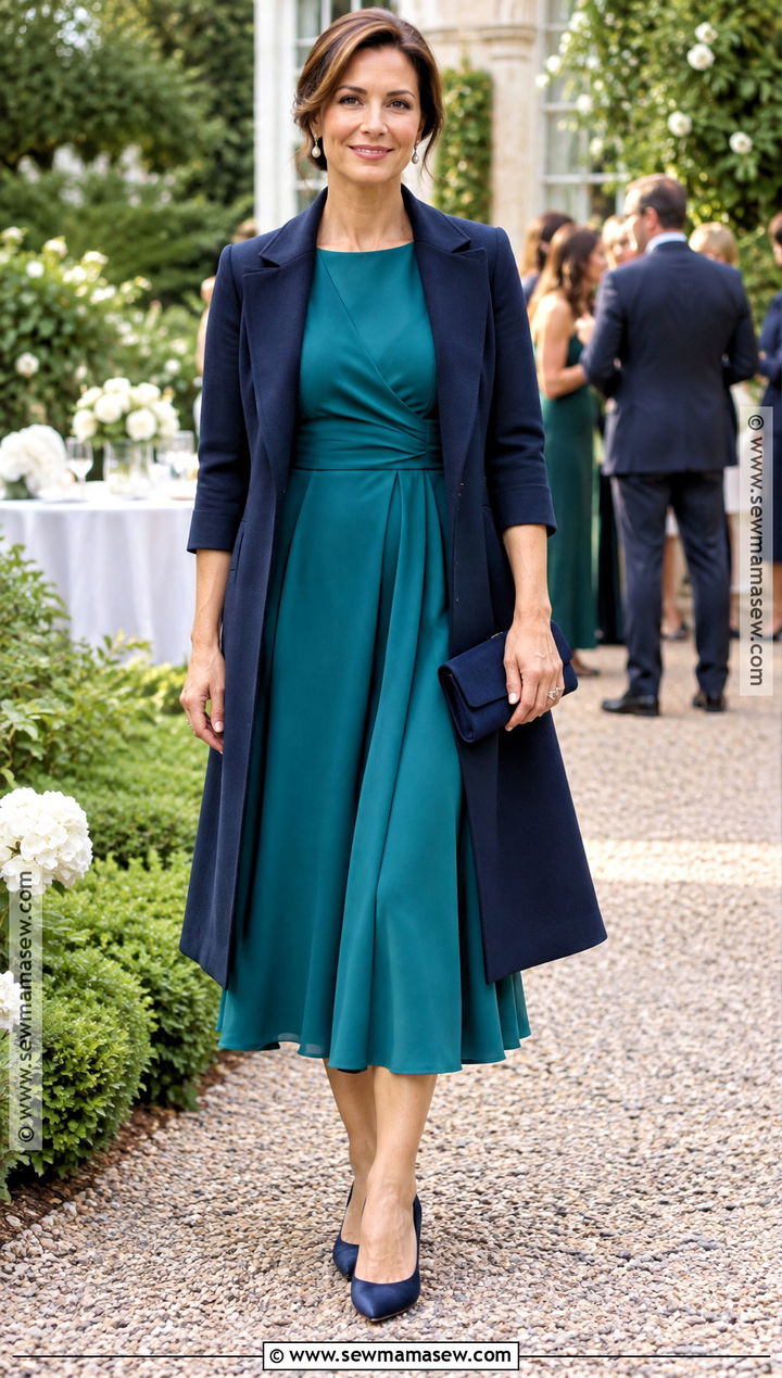 Teal Tea Length October Wedding Outfit - 15 october wedding attire ideas