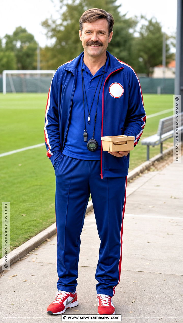 Ted Lasso Costume With Blue Tracksuit - 40 halloween costumes for men