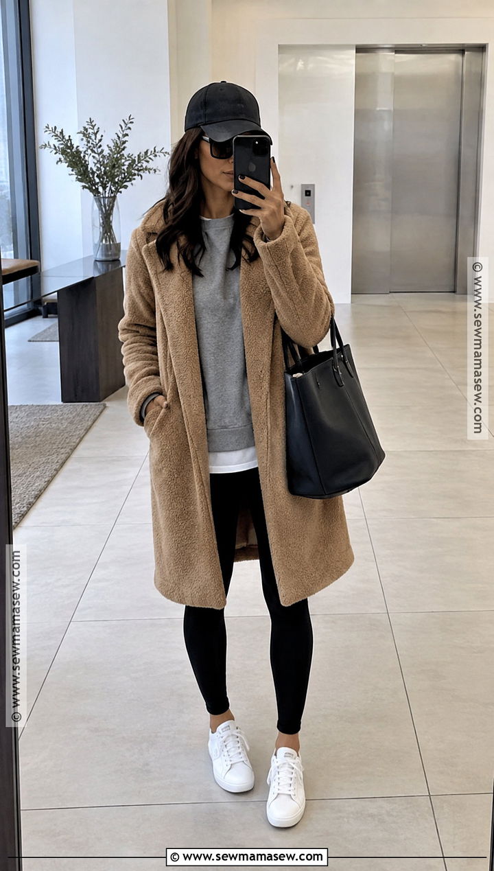 Teddy Coat With Leggings And Sneakers - 15 fall coats 2026