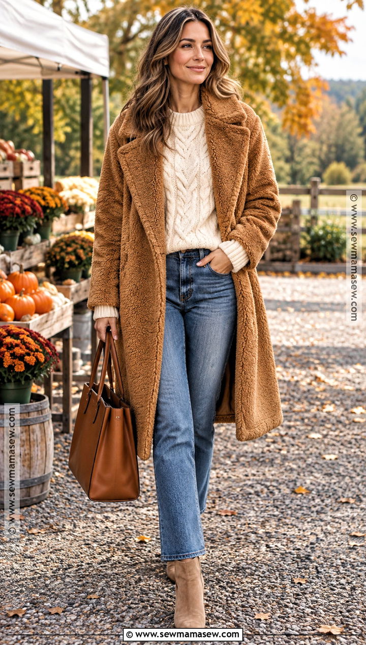 Teddy Coat With Sweater And Straight Leg Jeans - 15 fall 2026 coats