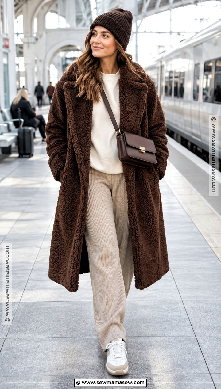 Teddy Coat With Sweatshirt And Relaxed Pants - 15 Fall Coats for Women 2026