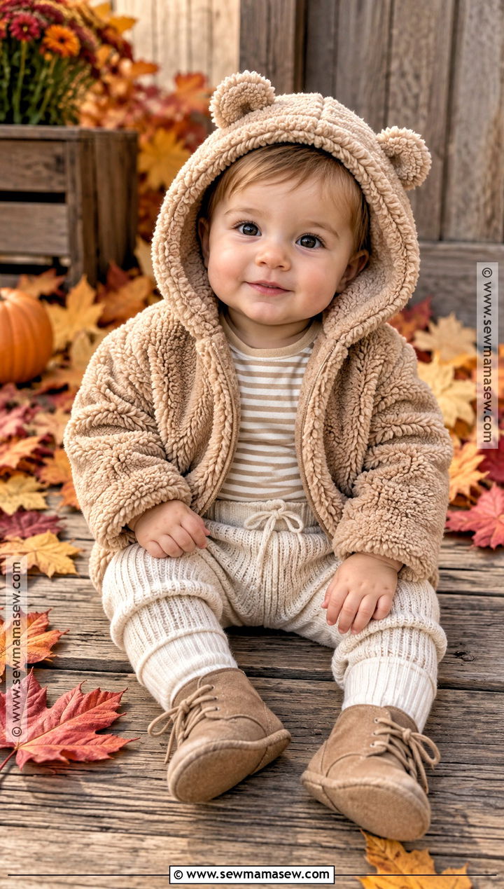 Teddy Jacket And Knit Pants Baby Set - 15 autumn baby fashion set ideas