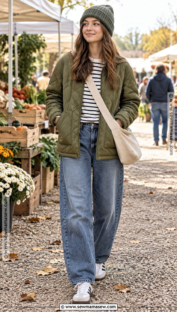 Teen Fall Outfit With Quilted Jacket And Barrel Jeans - 25 teen fall outfits