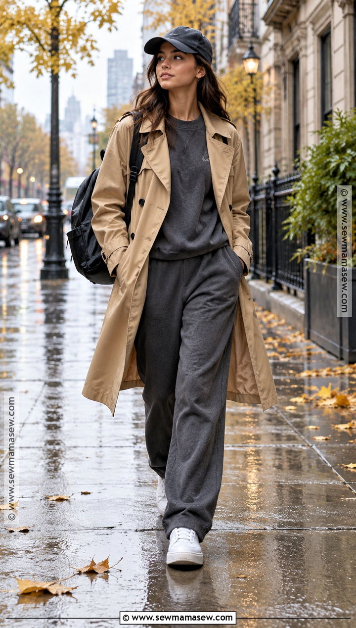 Teen Fall Outfit With Trench Coat And Sweatpants - 25 teen fall outfits